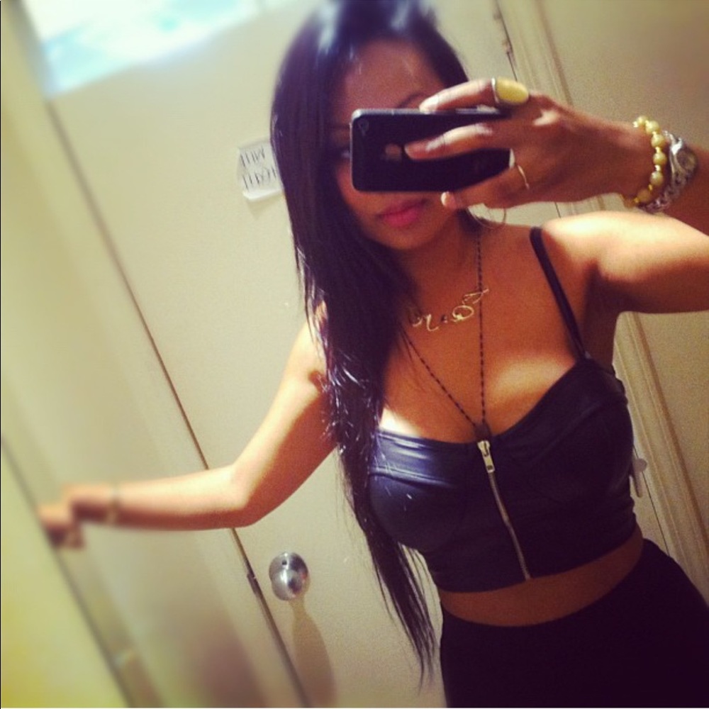 Sexy faux  leather bustier